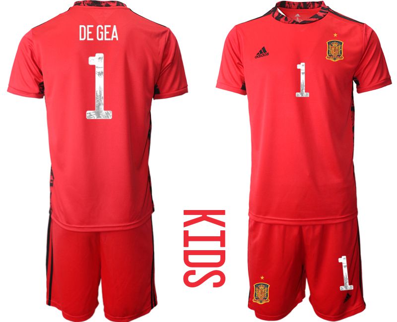 Youth 2021 World Cup National Spain red goalkeeper #1 Soccer Jerseys->spain jersey->Soccer Country Jersey